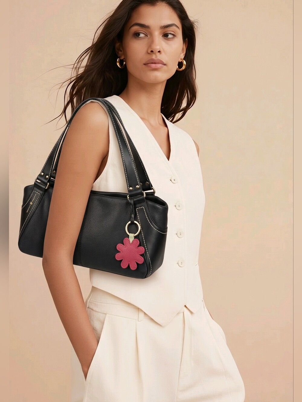 Wanlima Vintage Black Leather Shoulder Bag
